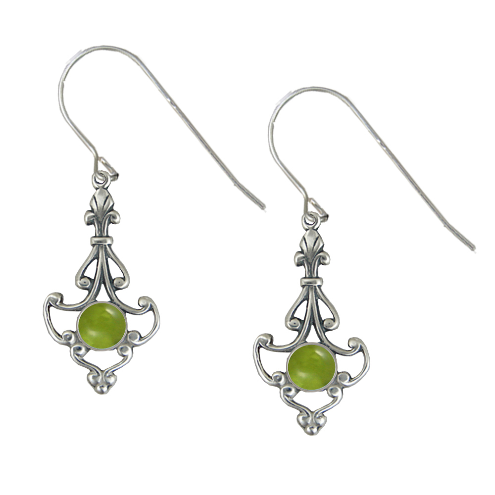 Sterling Silver Victorian Peridot Drop Dangle Earrings